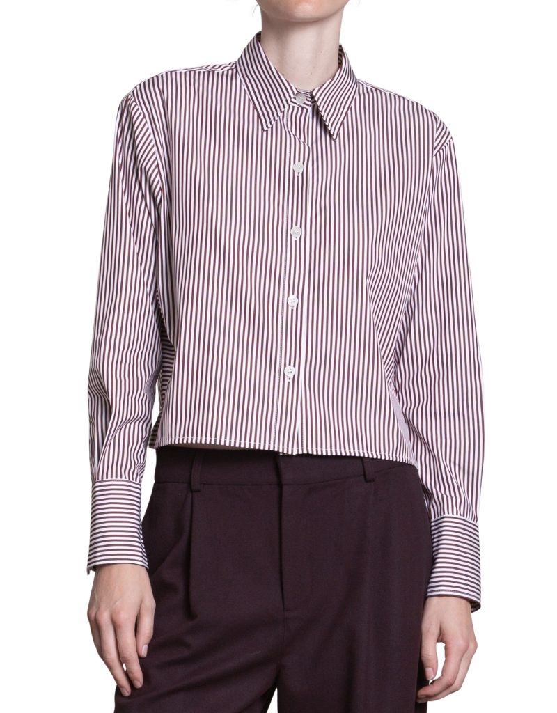 Enzo Shirt In Striped Poplin Bordeaux