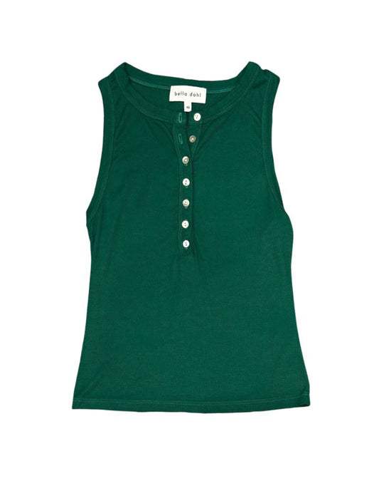 Sleeveless Placket Top Palm Green