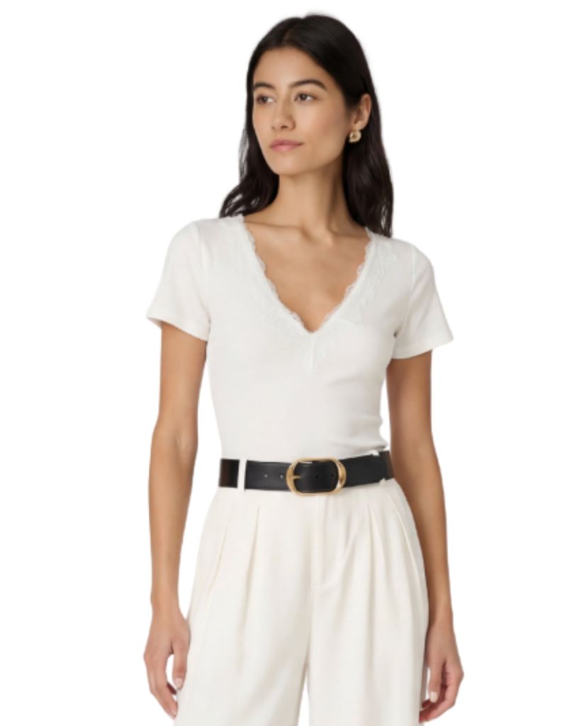 Sana Rib Knit Tee White