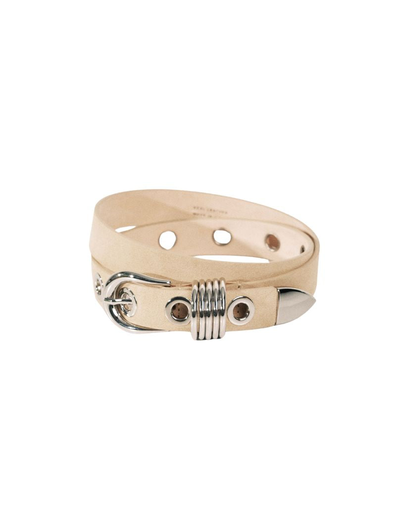 10 Rivet Belt Suede Beige Silver