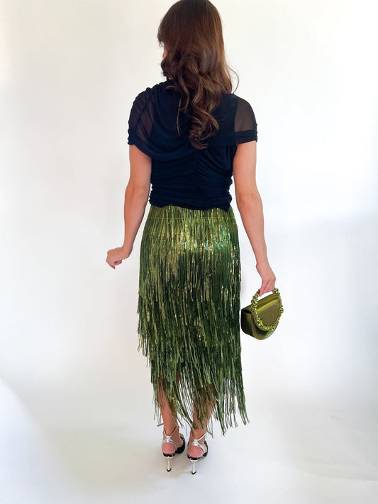 After Dark Fringe Maxi Skirt