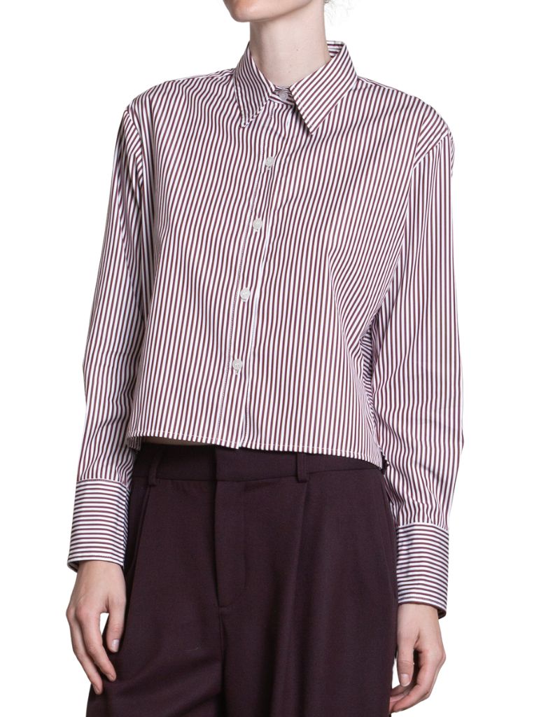 Enzo Shirt In Striped Poplin Bordeaux
