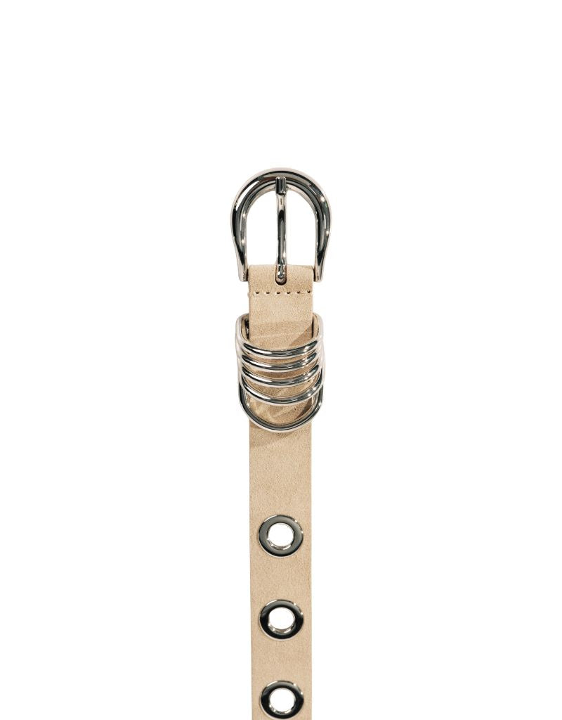 10 Rivet Belt Suede Beige Silver