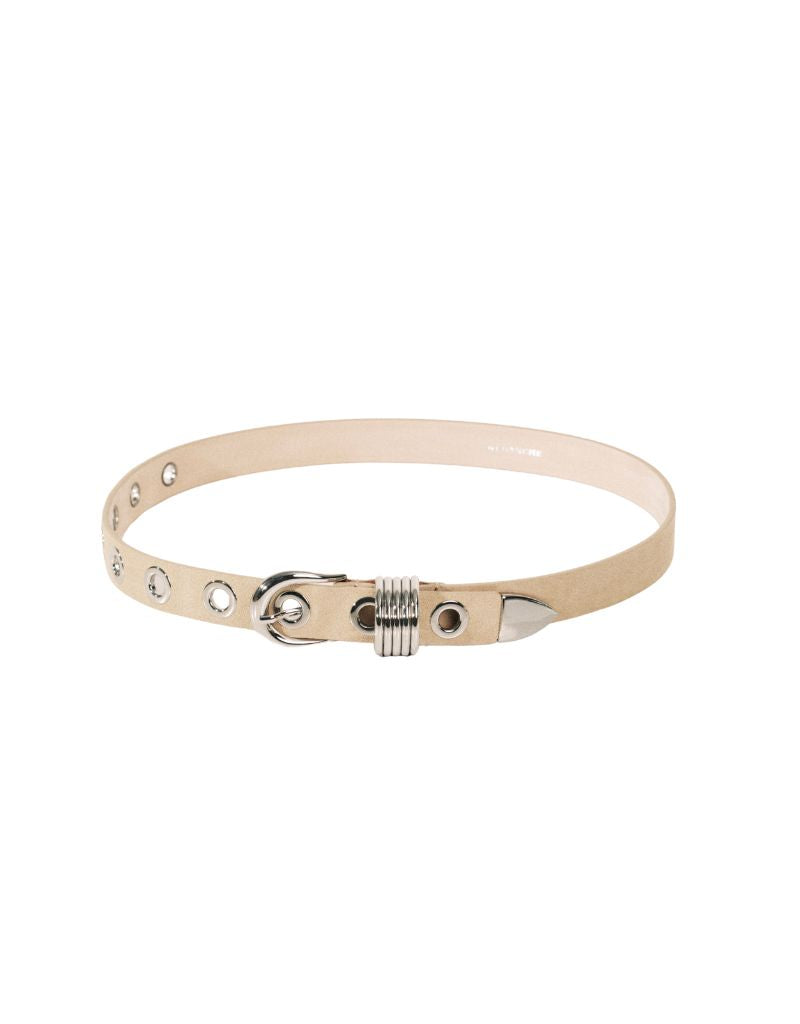 10 Rivet Belt Suede Beige Silver